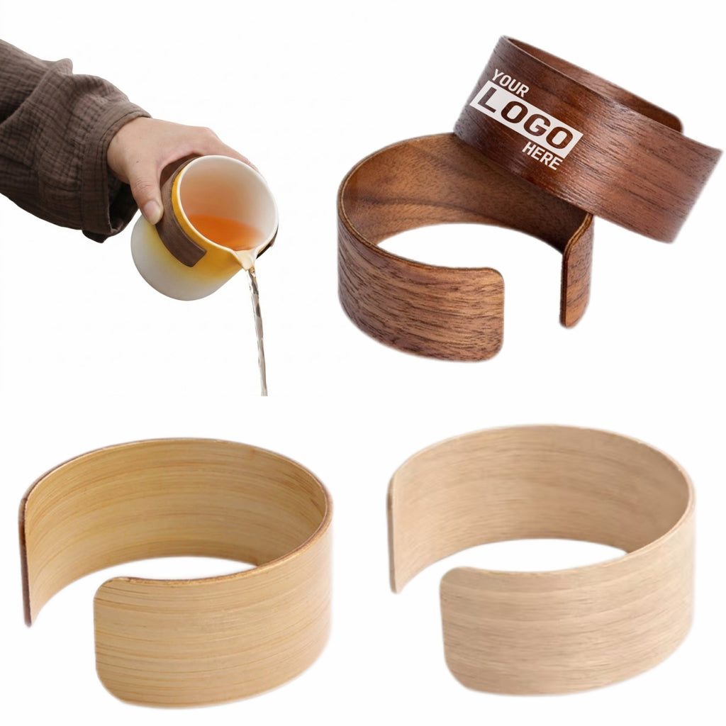 Natural Wooden Heat Insulation Tea Cup Sleeve Holder Ring - printed product