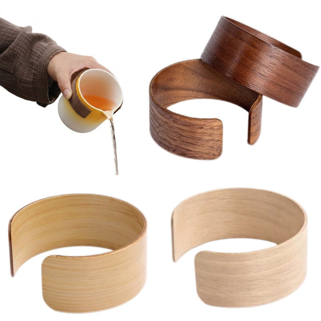 Natural Wooden Heat Insulation Tea Cup Sleeve Holder Ring - blank product