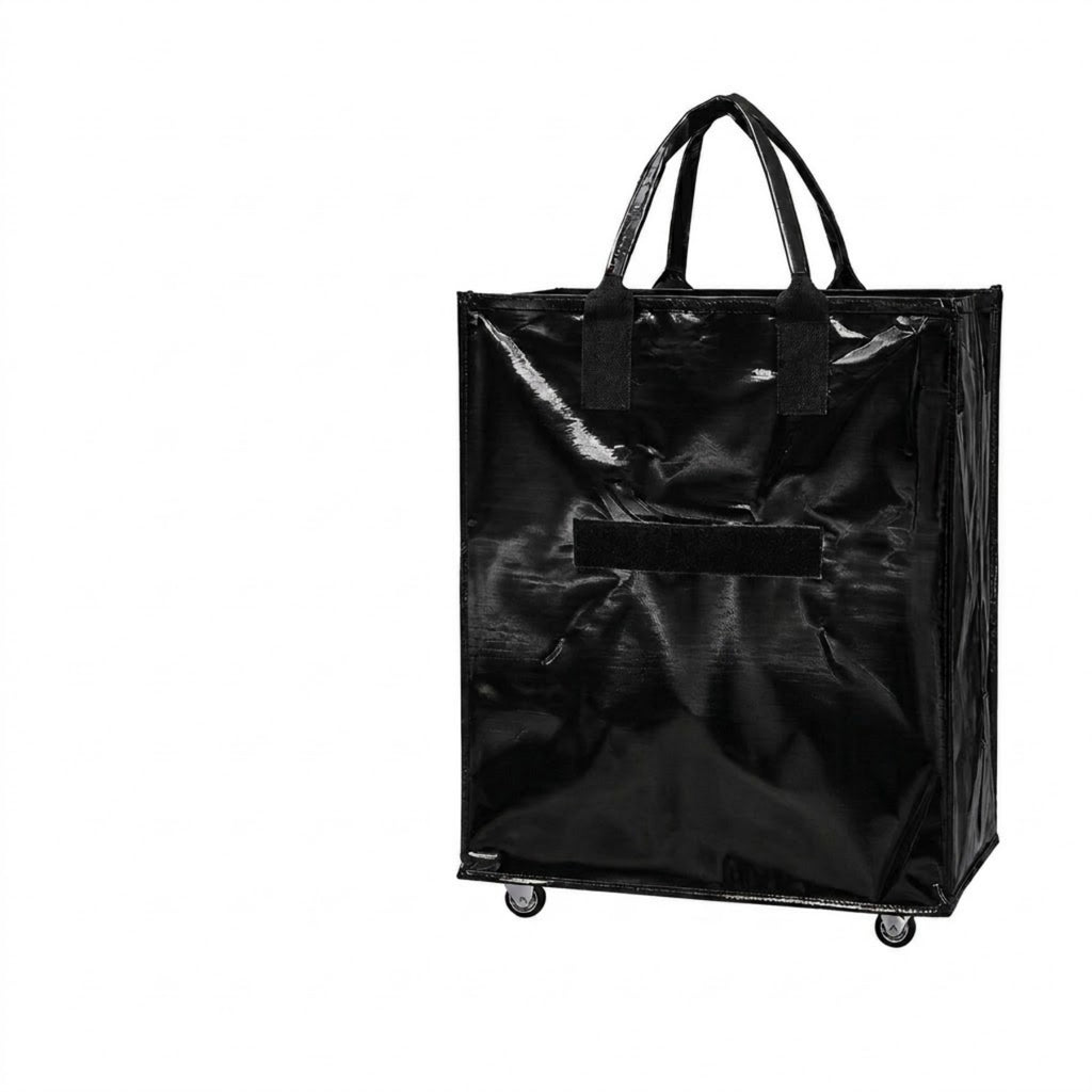 Large Capacity Foldable Rolling Luggage Shopping Bag - Black