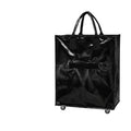 Large Capacity Foldable Rolling Luggage Shopping Bag - Black
