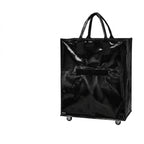 Large Capacity Foldable Rolling Luggage Shopping Bag - Black