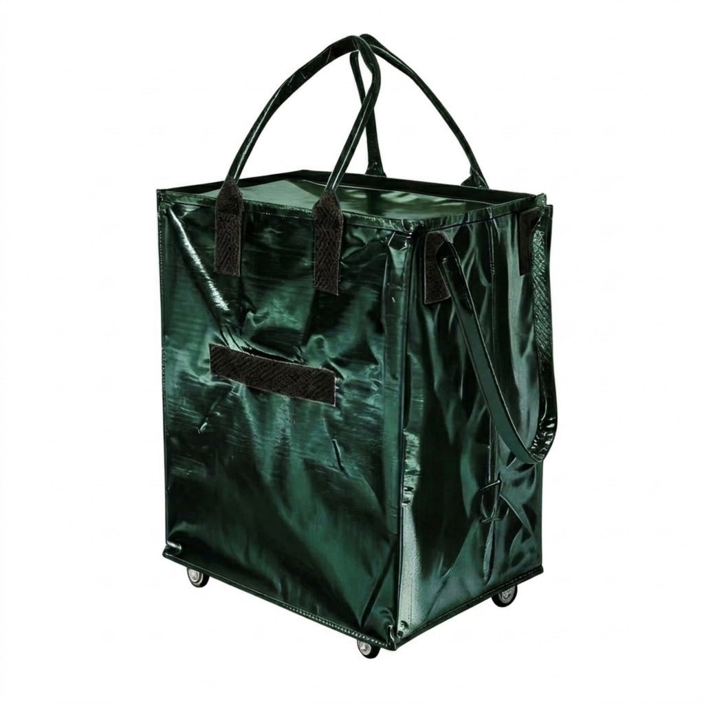 Large Capacity Foldable Rolling Luggage Shopping Bag - Green