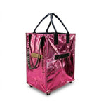 Large Capacity Foldable Rolling Luggage Shopping Bag - Red