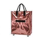Large Capacity Foldable Rolling Luggage Shopping Bag - Rose Gold