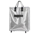 Large Capacity Foldable Rolling Luggage Shopping Bag - Sliver
