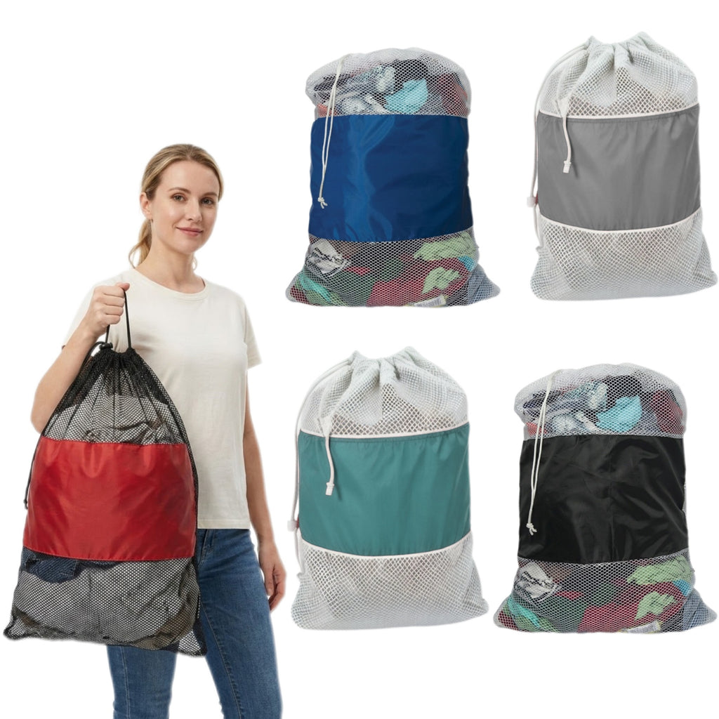 Portable Large Capacity Travel Laundry Bag Nylon Mesh Sack - blank product