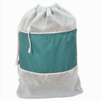 Portable Large Capacity Travel Laundry Bag Nylon Mesh Sack - Green
