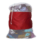 Portable Large Capacity Travel Laundry Bag Nylon Mesh Sack - Red
