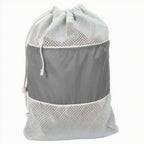 Portable Large Capacity Travel Laundry Bag Nylon Mesh Sack - Grey