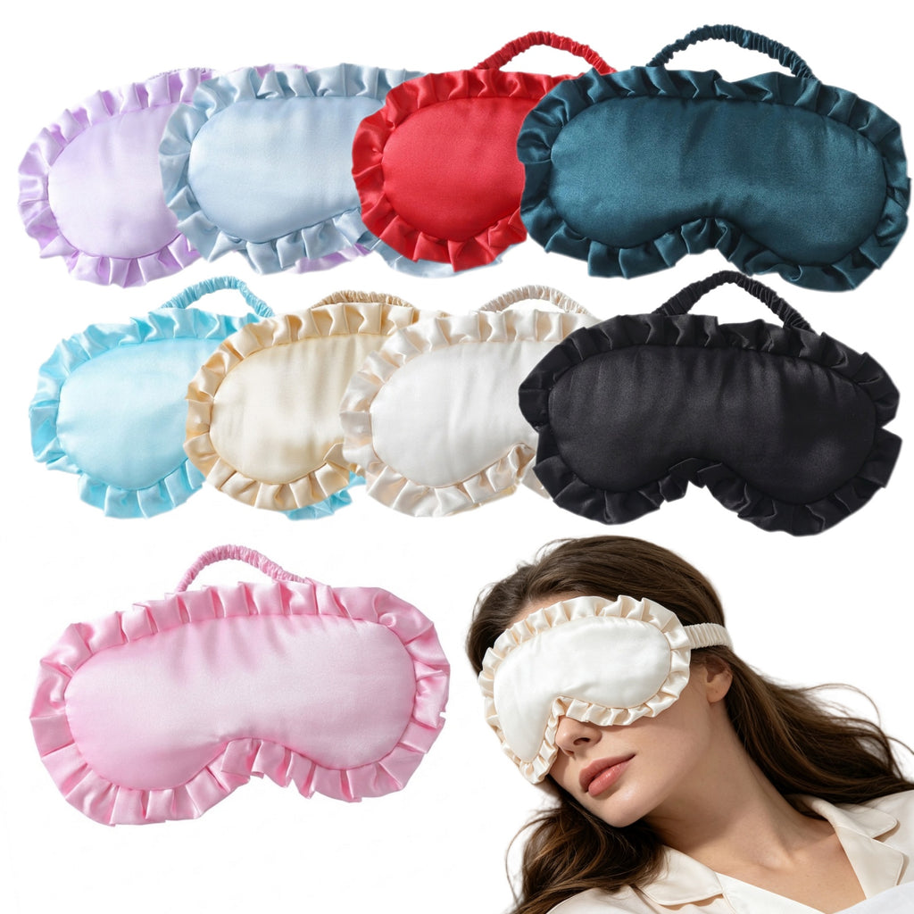 Soft Faux Silk Sleeping Eye Mask Ruffled Frills - blank product