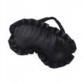 Soft Faux Silk Sleeping Eye Mask Ruffled Frills - Black