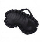Soft Faux Silk Sleeping Eye Mask Ruffled Frills - Black