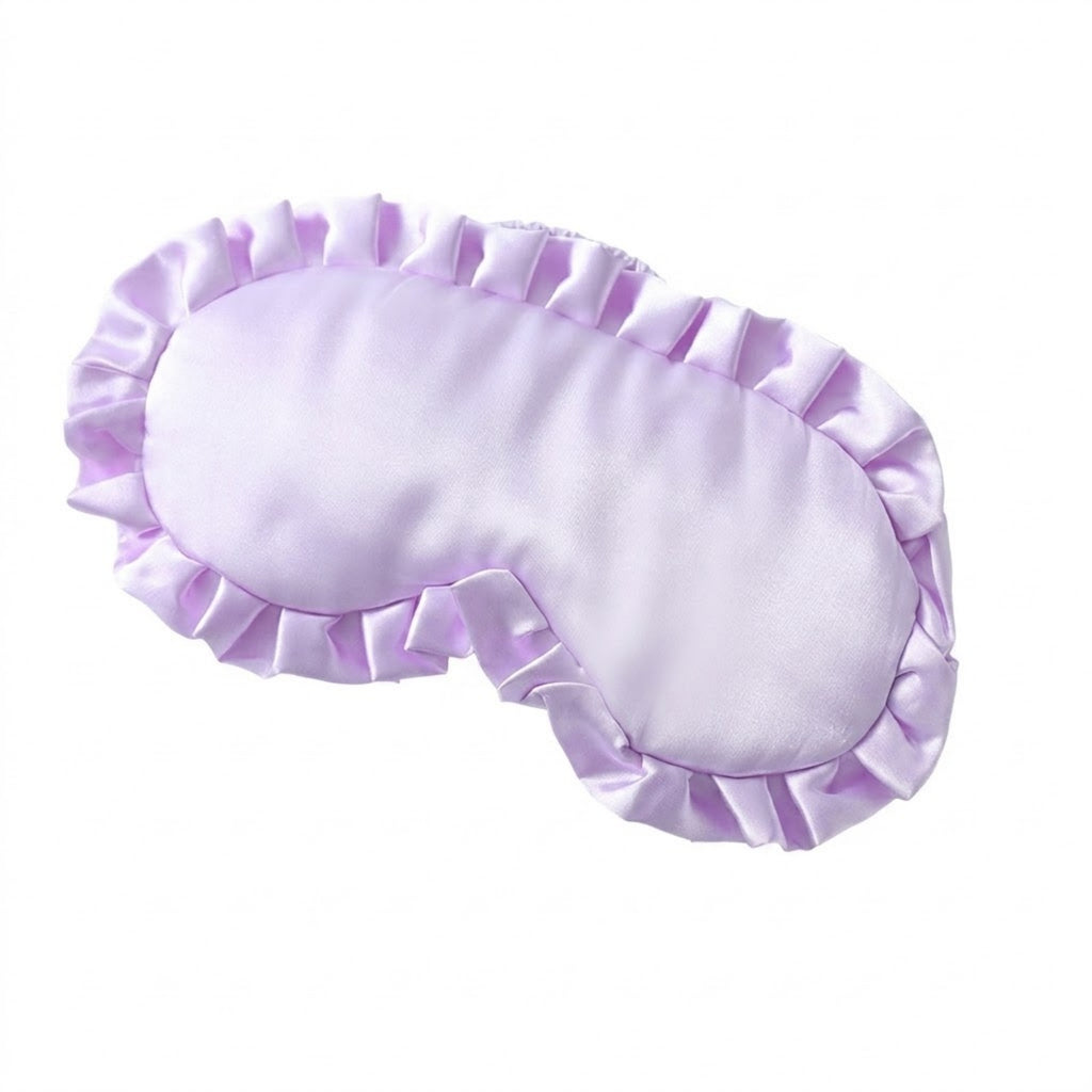 Soft Faux Silk Sleeping Eye Mask Ruffled Frills - Purple