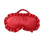 Soft Faux Silk Sleeping Eye Mask Ruffled Frills - Red