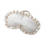 Soft Faux Silk Sleeping Eye Mask Ruffled Frills - White