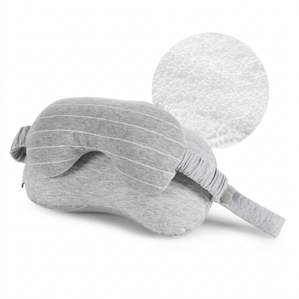 Soft Cotton Striped 2-in-1 Sleep Pillow Mask - Grey,White