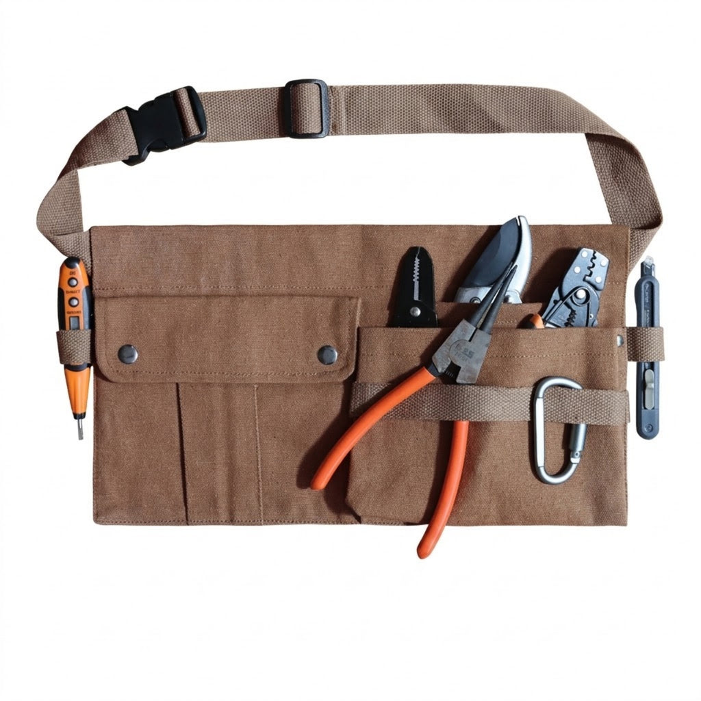 Heavy Duty Durable Canvas Carpenter Construction Tool Belt - Brown