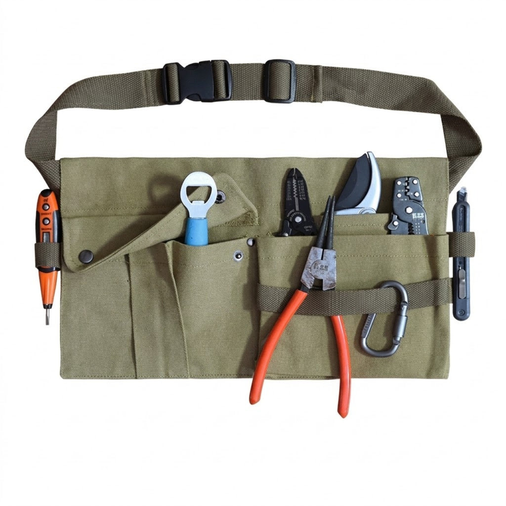Heavy Duty Durable Canvas Carpenter Construction Tool Belt - Green