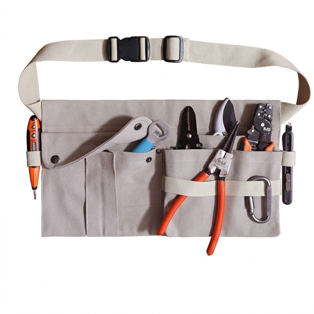 Heavy Duty Durable Canvas Carpenter Construction Tool Belt - Grey