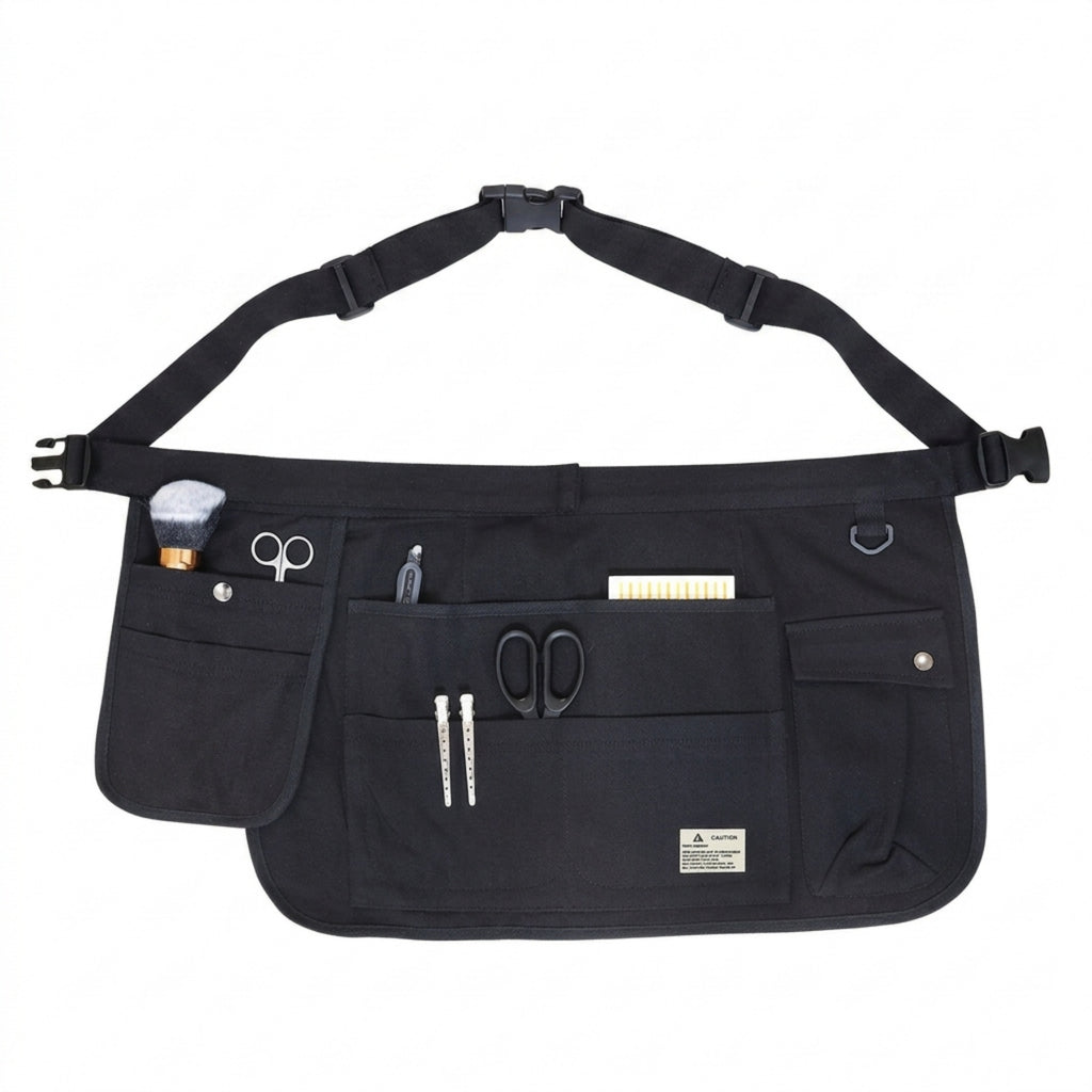 Durable Canvas Multi Pocket Half Apron Tool Organizer - Black