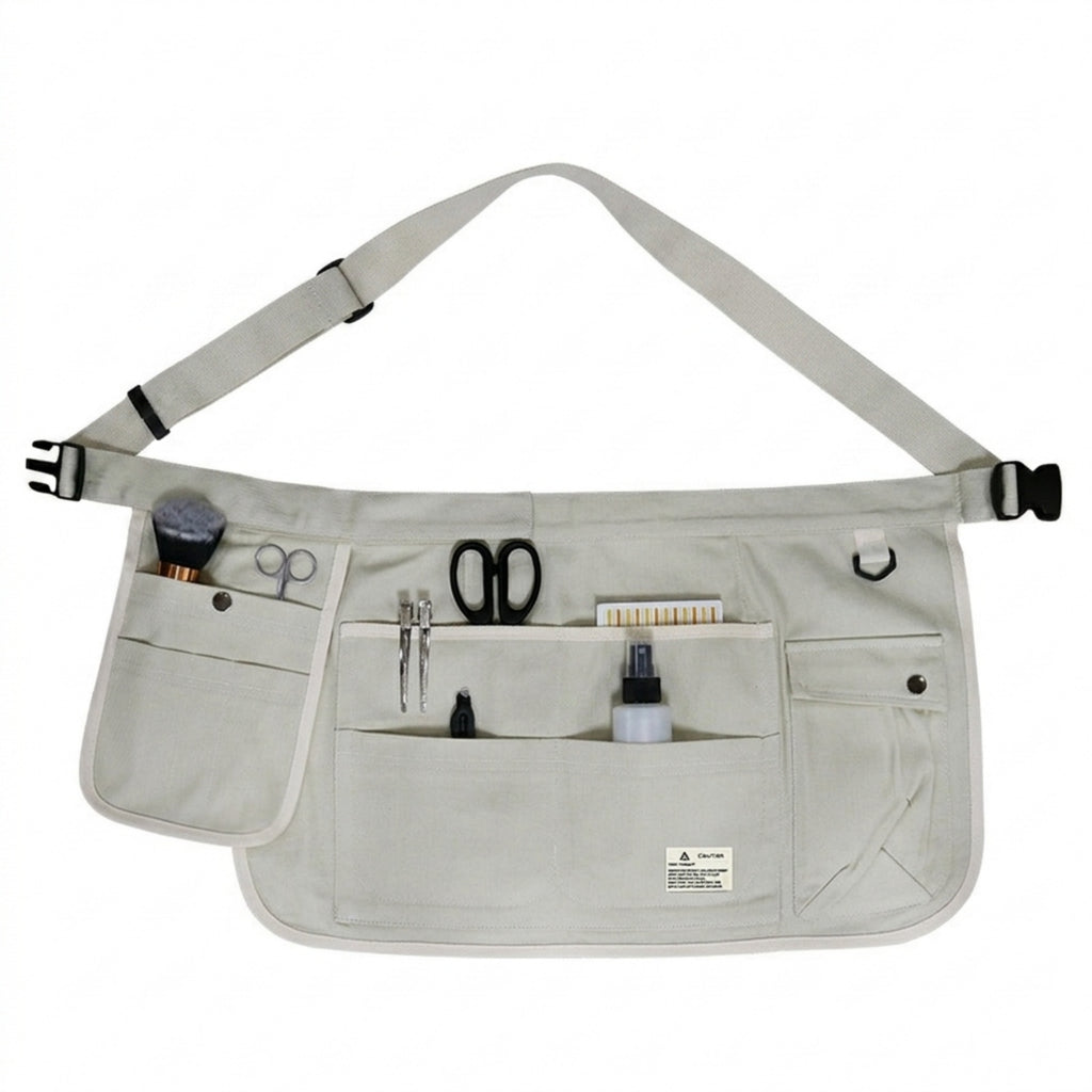 Durable Canvas Multi Pocket Half Apron Tool Organizer - White
