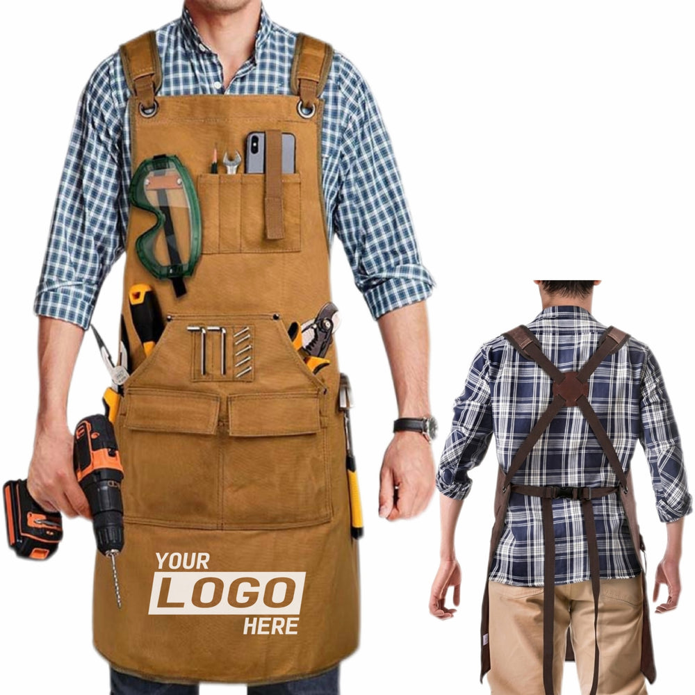 Heavy Duty Canvas Work Apron With Multiple Pockets Primary imprint location