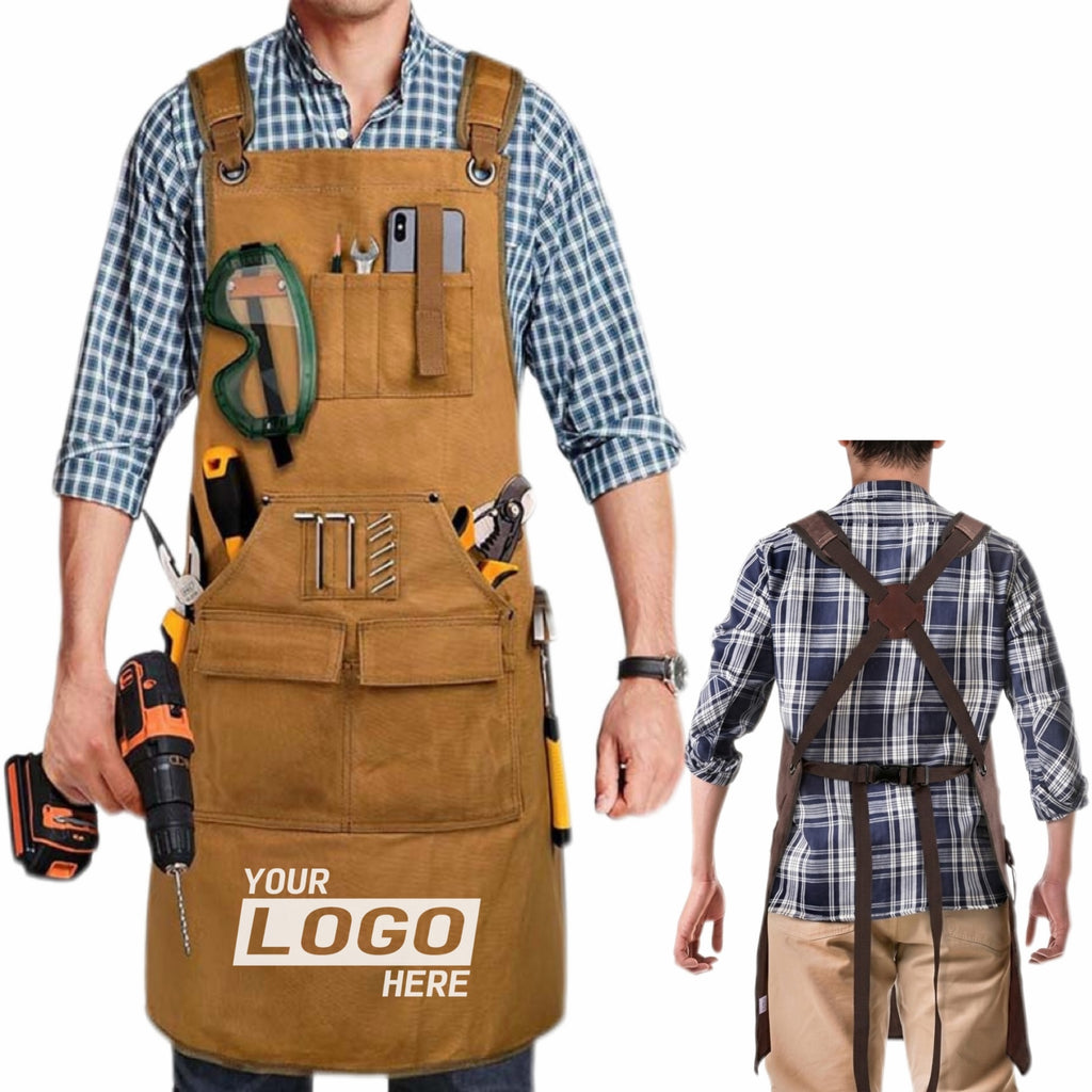 Heavy Duty Canvas Work Apron With Multiple Pockets - printed product