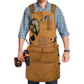 Heavy Duty Canvas Work Apron With Multiple Pockets - Khaki
