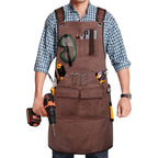Heavy Duty Canvas Work Apron With Multiple Pockets - Brown