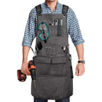 Heavy Duty Canvas Work Apron With Multiple Pockets - Grey