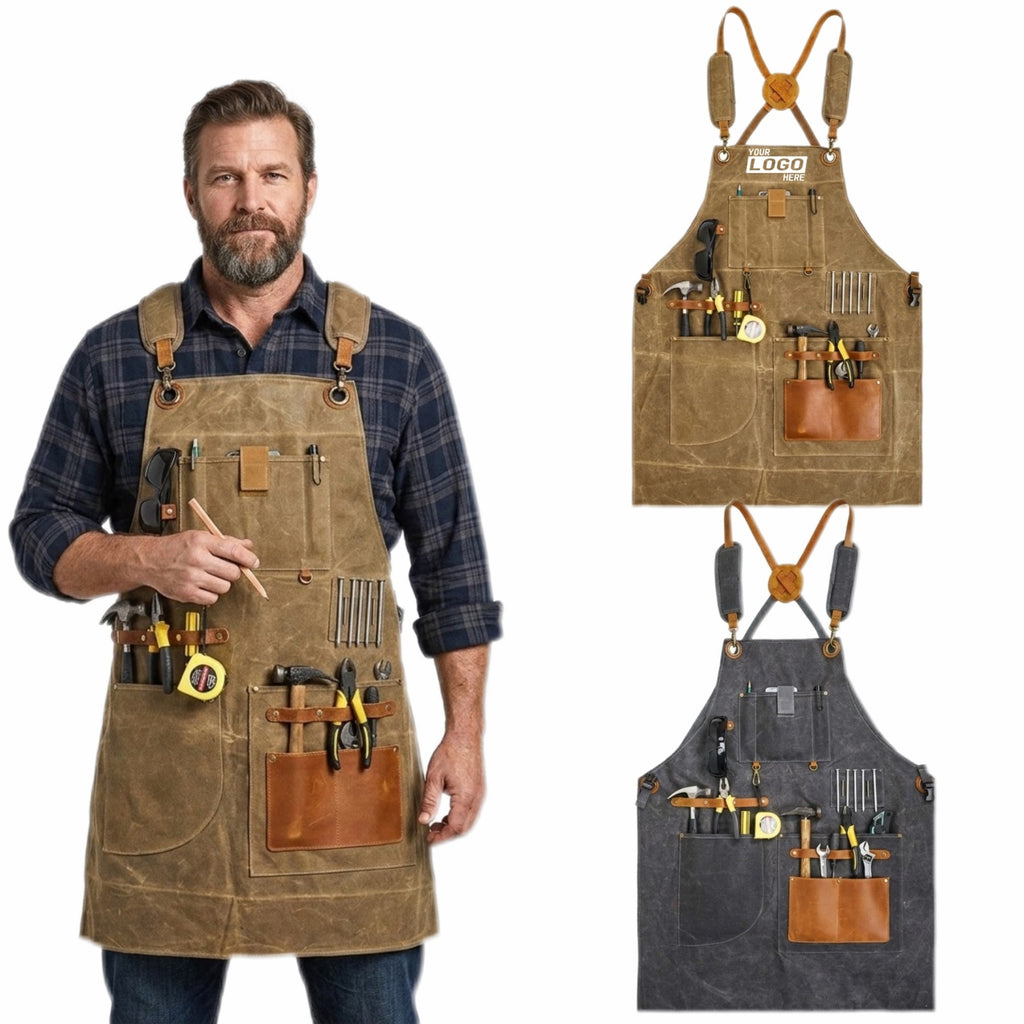 Premium Cross-Back Thick Canvas Woodworker Tool Apron - printed product
