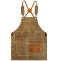 Premium Cross-Back Thick Canvas Woodworker Tool Apron - Khaki