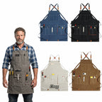 Heavy Duty Denim Barber Woodworking Apron With Pockets - printed product