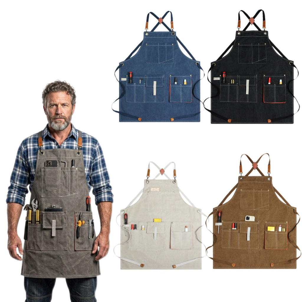 Heavy Duty Denim Barber Woodworking Apron With Pockets - blank product