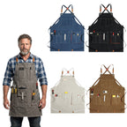Heavy Duty Denim Barber Woodworking Apron With Pockets - blank product