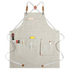 Heavy Duty Denim Barber Woodworking Apron With Pockets - White
