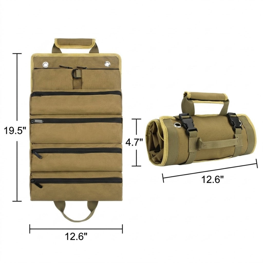 Heavy Duty Oxford Cloth Roll Up Hardware Tool Organizer - product size