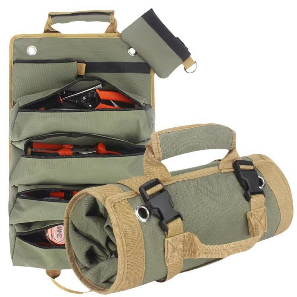 Heavy Duty Oxford Cloth Roll Up Hardware Tool Organizer - Green