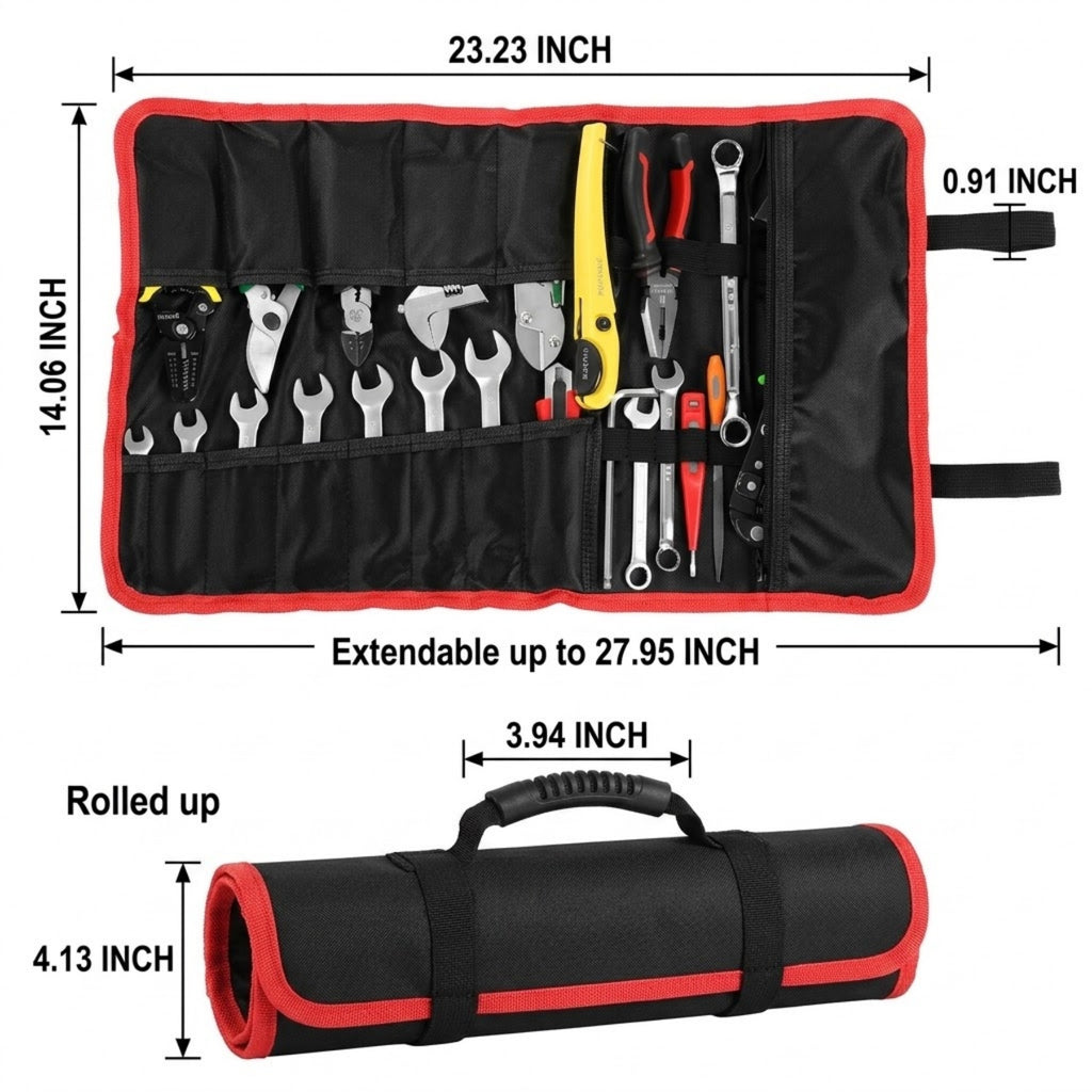 Portable Multi-Purpose Roll Up Tool Bag Organizer - product size