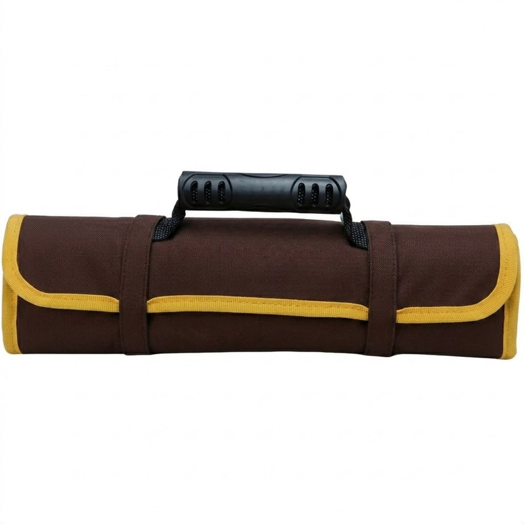Portable Multi-Purpose Roll Up Tool Bag Organizer - Brown,Yellow