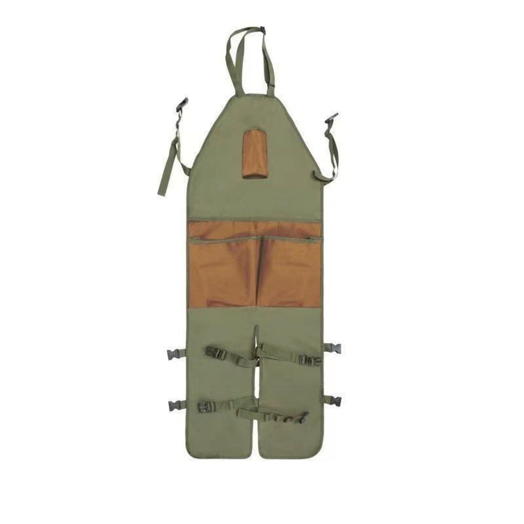 Heavy Duty Split Leg Gardening Apron With Tool Pockets - Green,Brown