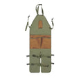 Heavy Duty Split Leg Gardening Apron With Tool Pockets - Green,Brown