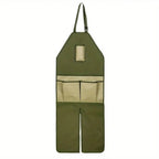 Heavy Duty Split Leg Gardening Apron With Tool Pockets - Green,Khaki