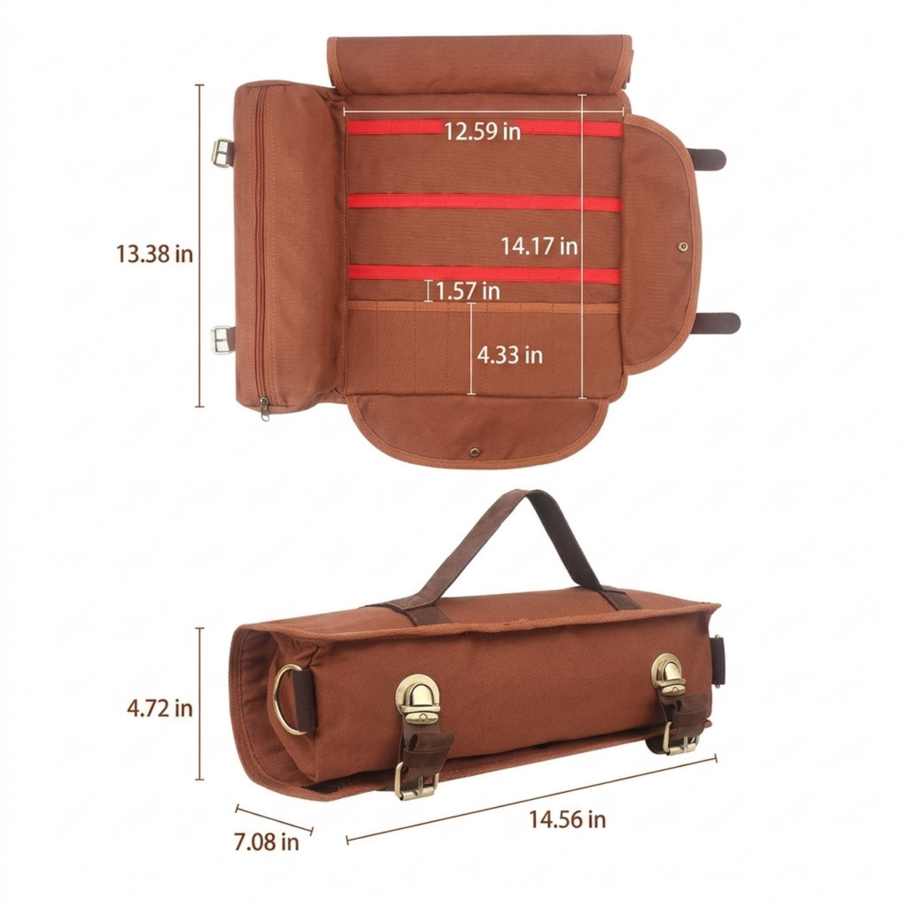 Professional Traveler's Mixology Kit With Canvas Roll Case - product size