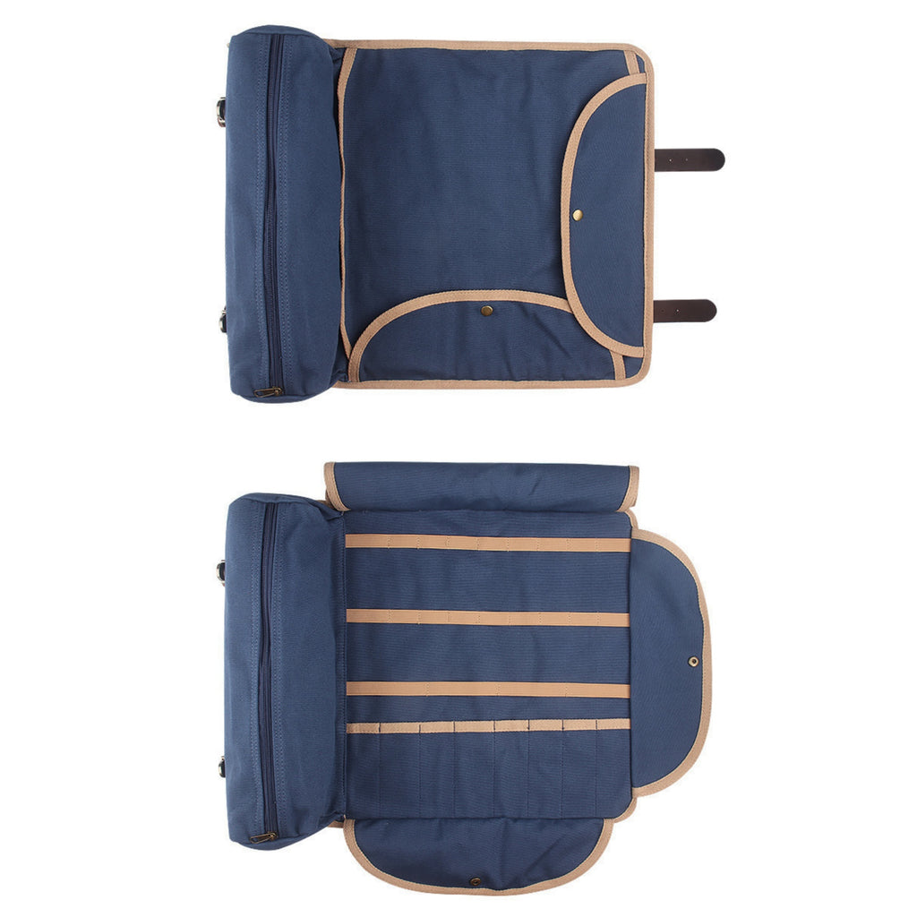 Professional Traveler's Mixology Kit With Canvas Roll Case - Blue