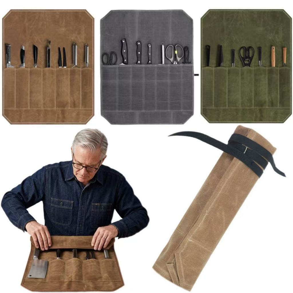 Professional Waxed Canvas Roll Up Knife Case - blank product