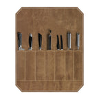 Professional Waxed Canvas Roll Up Knife Case - Brown