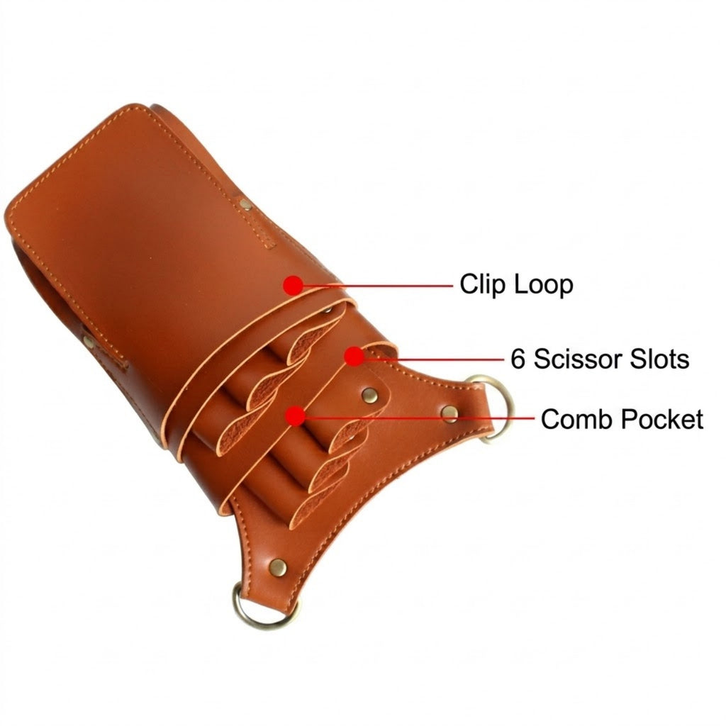 Professional PU Leather Hair Stylist Scissors Pouch - 03