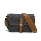 Retro Waterproof Canvas Crossbody Camera Shoulder Bag - Black