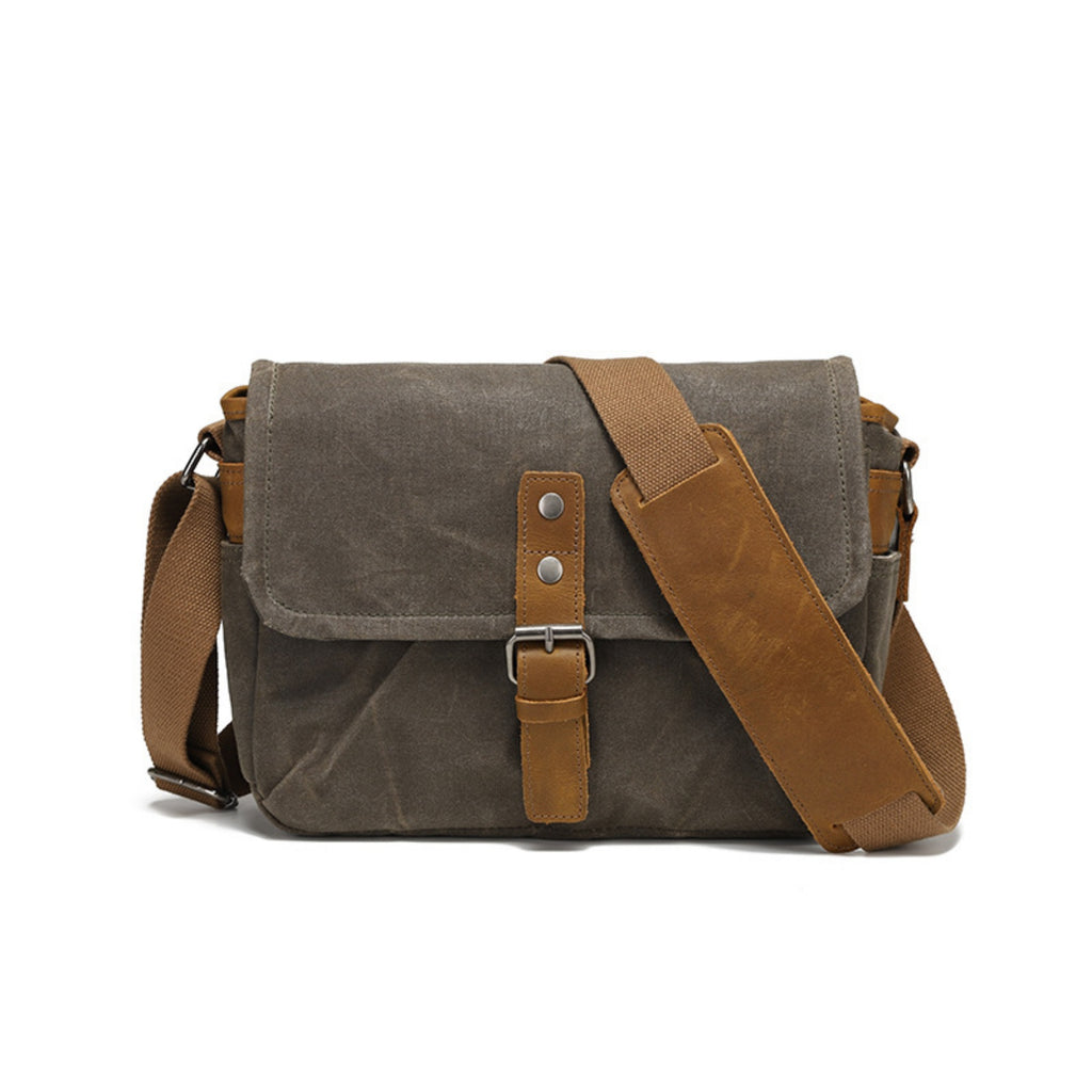 Retro Waterproof Canvas Crossbody Camera Shoulder Bag - Dark Green